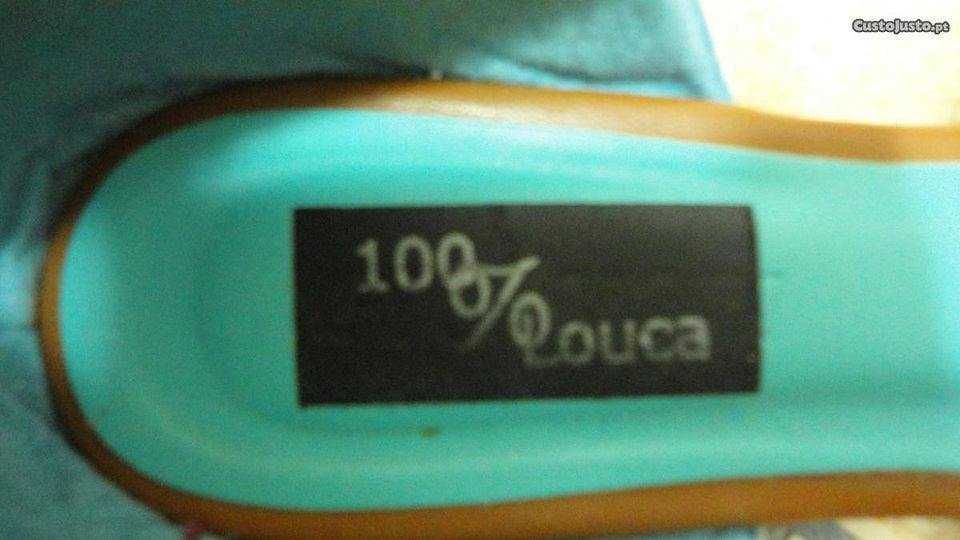 Sapatos de senhora abertos preto e bege 100% Louca