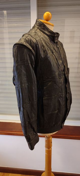 Casaco/Caveada de motard em pele preto - Tamanho XXXL