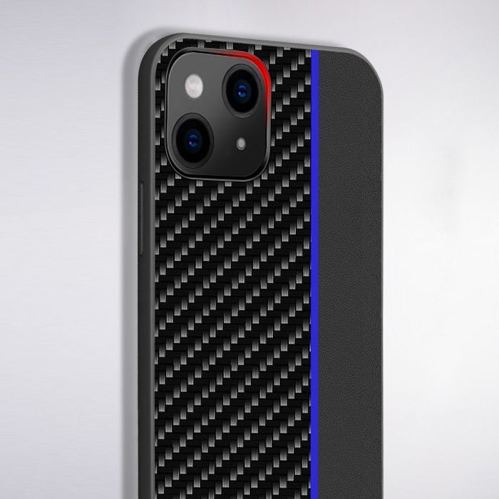 Tel Protect Carbon Case Do Xiaomi Redmi 10 Czarny Z Niebieskim Paskiem