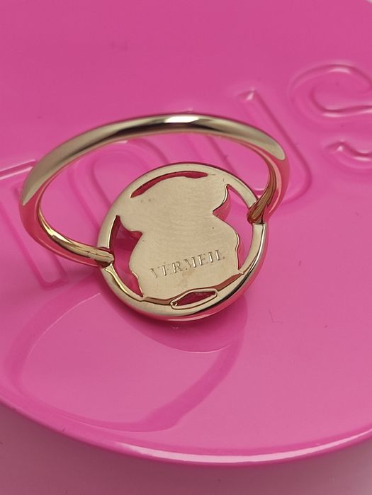 Pierścionek 16, 20 z misiem różowe srebro vermeil 925 z masą perłową