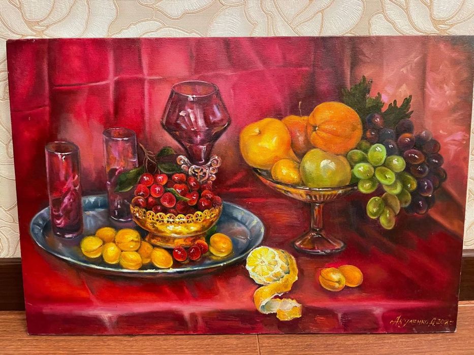 Продам картину натюрморт холст масло для интерьера 70х30 см
