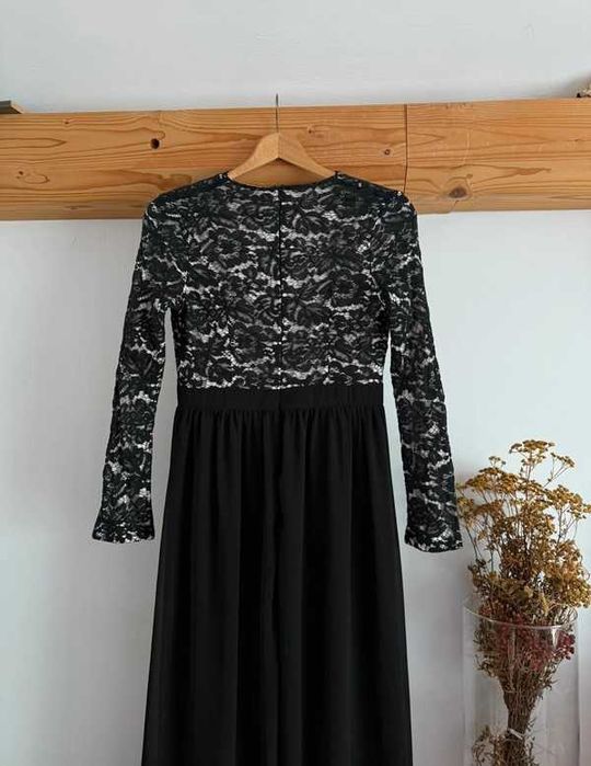 Sukienka maxi weselna elegancka długa koronka na weselę półmetek L/40