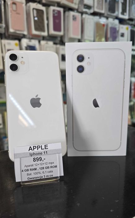 Iphone 11 128gb White. Stan idealny. Bateria 100%.Gwarancja. CH Domino