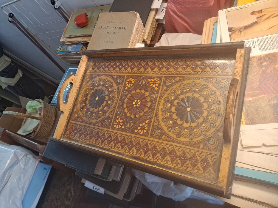 Drewniana taca ozdobna vintage