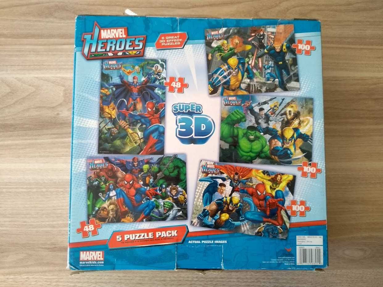 Sprzedam puzzle Marvel Heroes 3D - zestaw 5 układanek