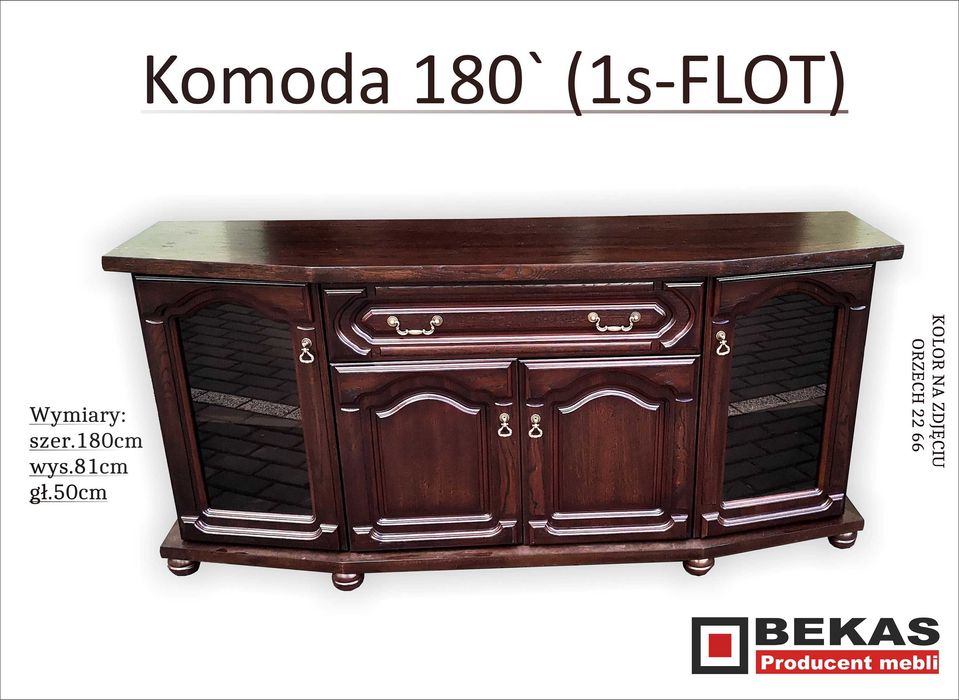 Komoda Dąb Orzech Preśliczna 180 ( 2S-4D)  Bekas Meble