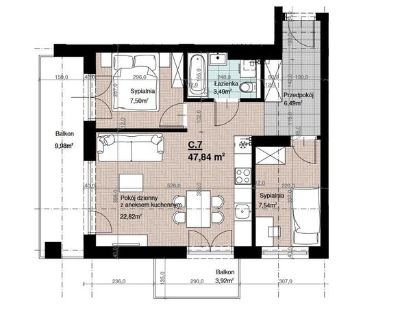 Sprzedam Mieszkanie 3 pokoje - Młyńska Ogrody - 47,84 m2