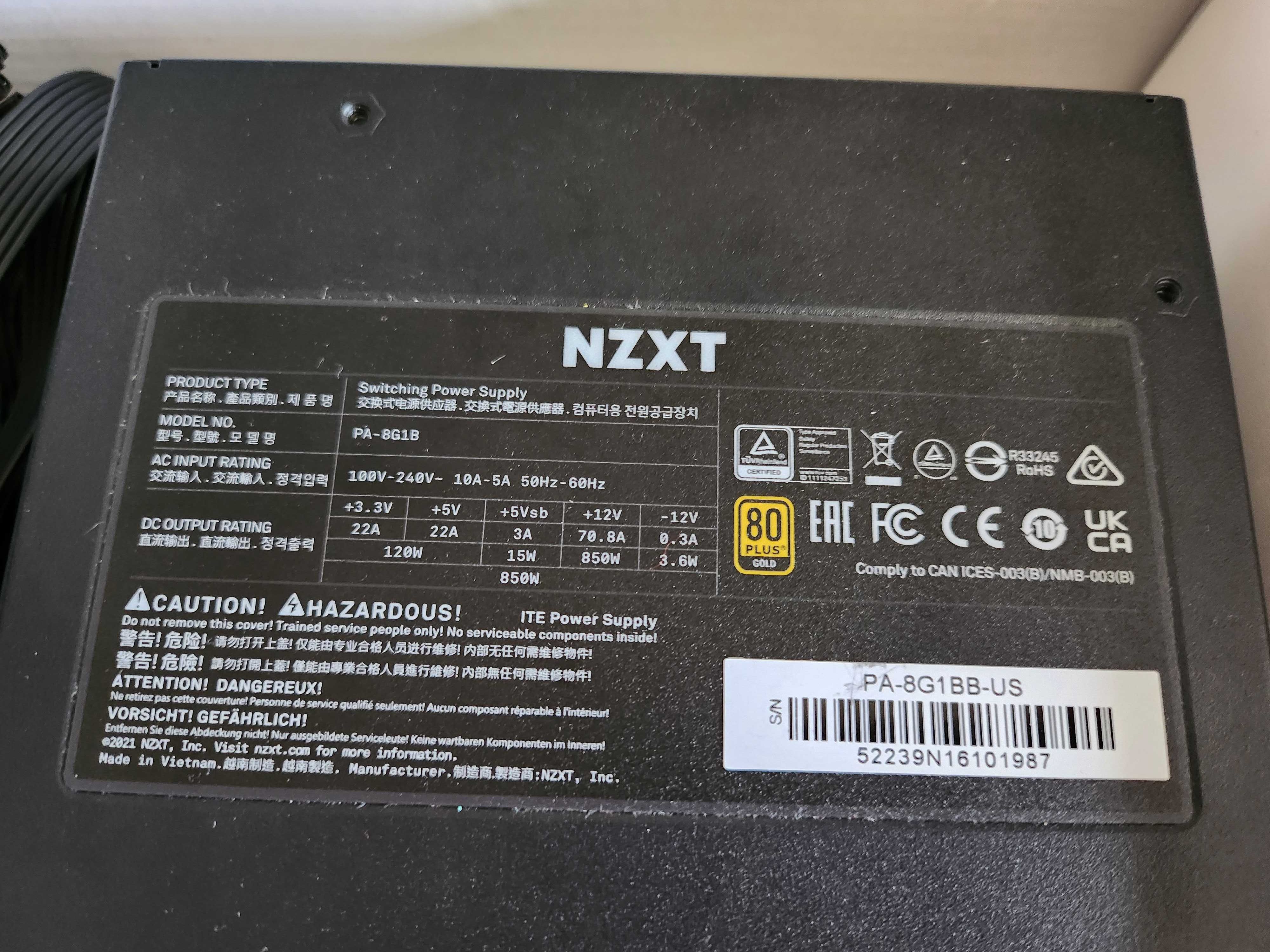 Блок живлення NZXT C850 GOLD 850W [PA-8G1B]