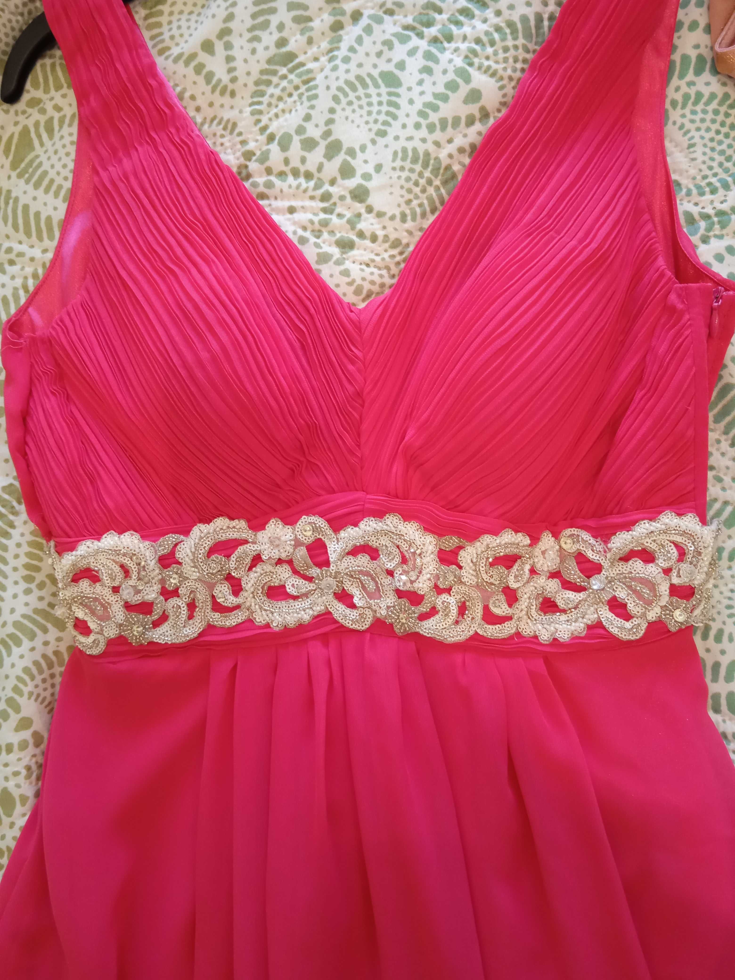 Vestido comprido cerimônia, rosa fúcsia, tamanho S