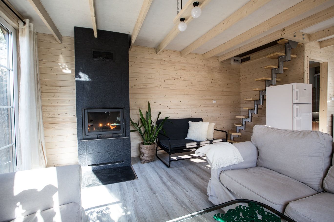 Kaszuby, Jacuzzi,Nowy Szary drewniany domek z kominkiem, Wakacje,Staw,