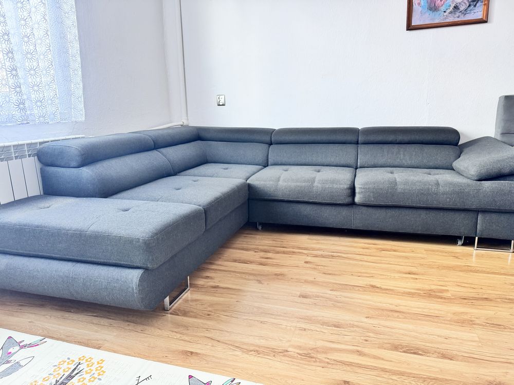 Naroznik tapicerowany kanapa antracyt 270x220 rozkładany
