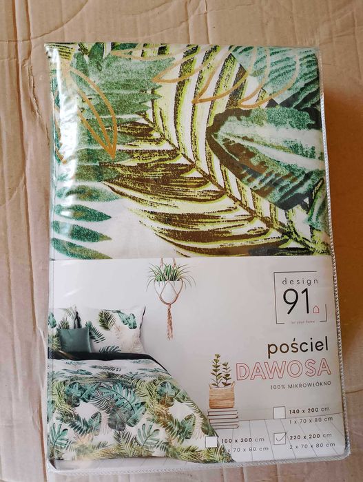 Pościel Dawosa 220 x 200 , wzor w palmy , odcienie zieleni