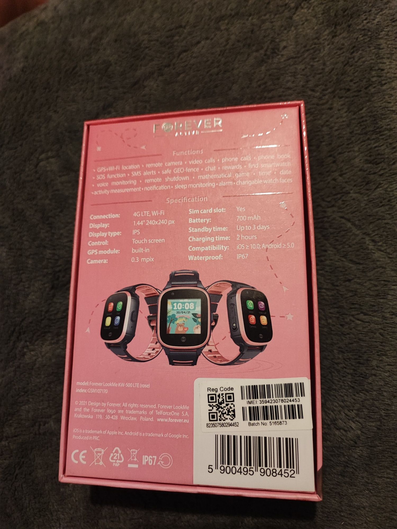 Smartwatch FOREVER Look Me KW-500 LTE Różowy