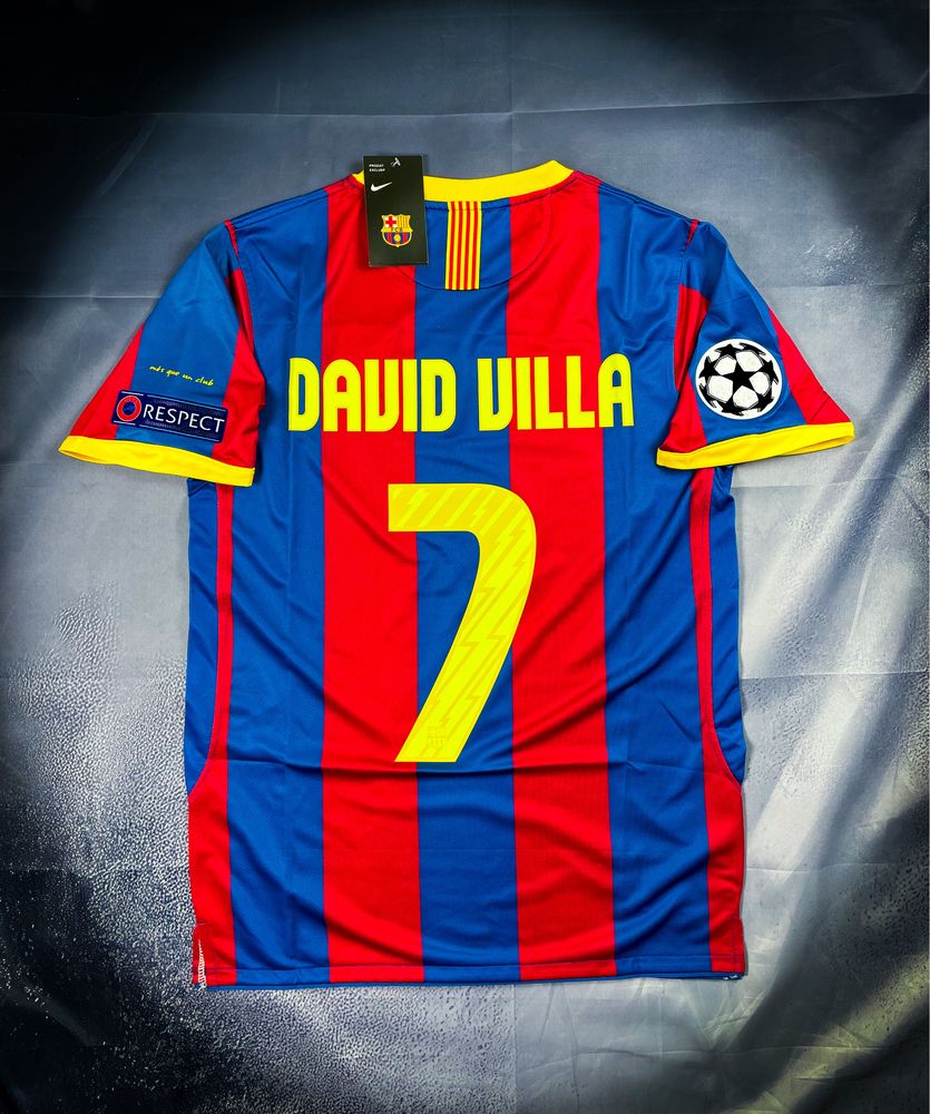 Vintage T-shirt David Villa #7 Barcelona Nike Dri-Fit Champions League