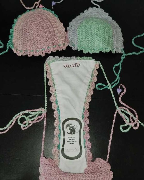 Conjunto de Biquíni em Crochê – Tons Pastéis