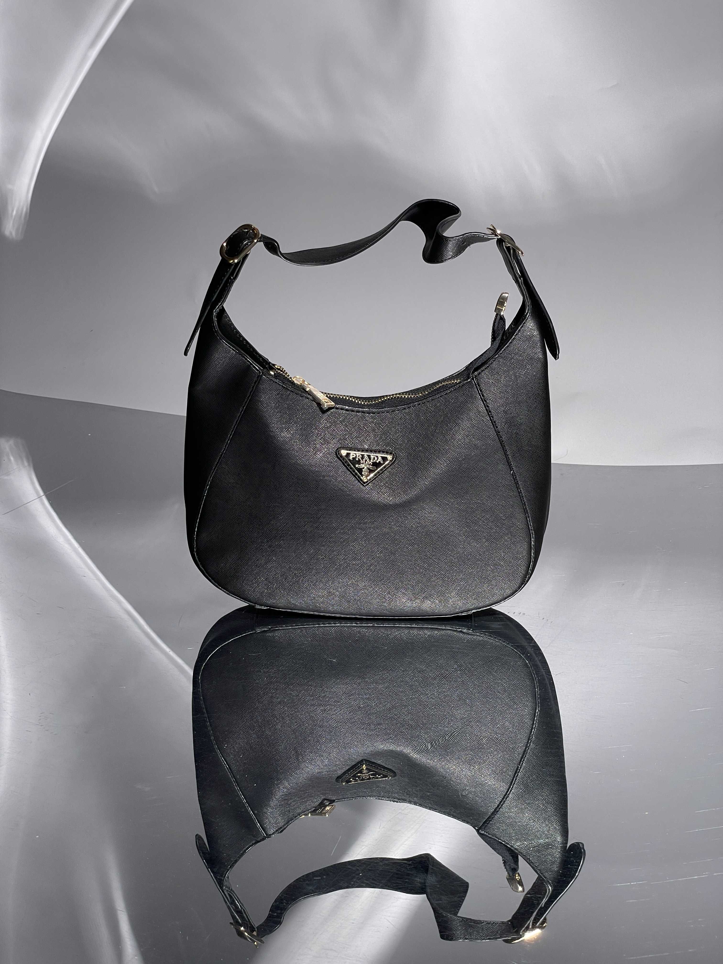 Жіноча сумка Prada Leather Shoulder Bag, шкіряна, Premium