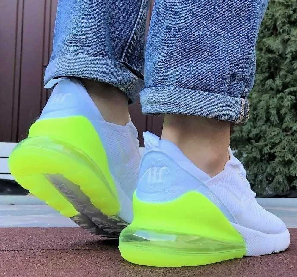 Кроссовки Nike Женские Белые Найк 270 с Амортизацией Желтые