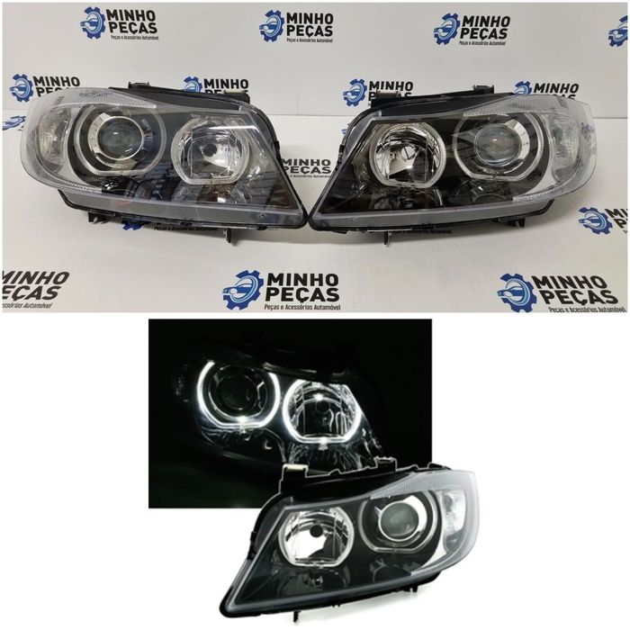 Faróis BMW E90/E91 Pré LCI Fundo Preto