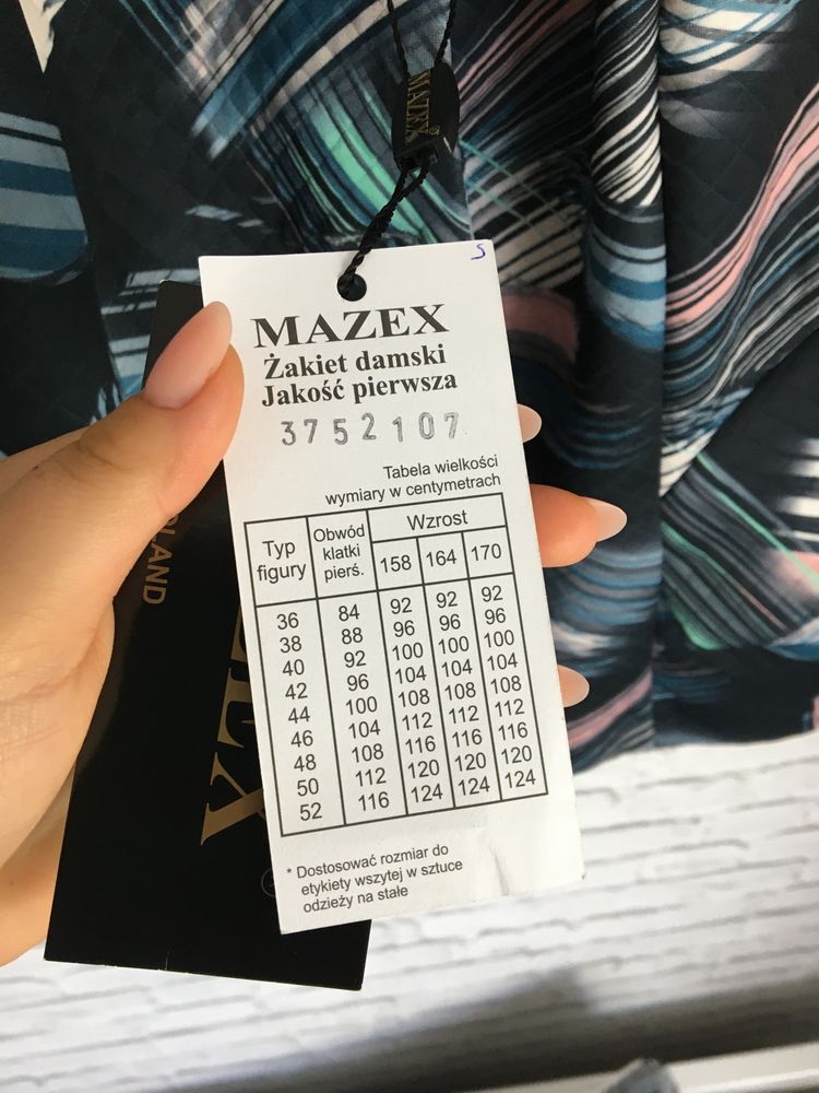 Marynarka garsonka plus size oversize kwiaty boho zielona 44 42