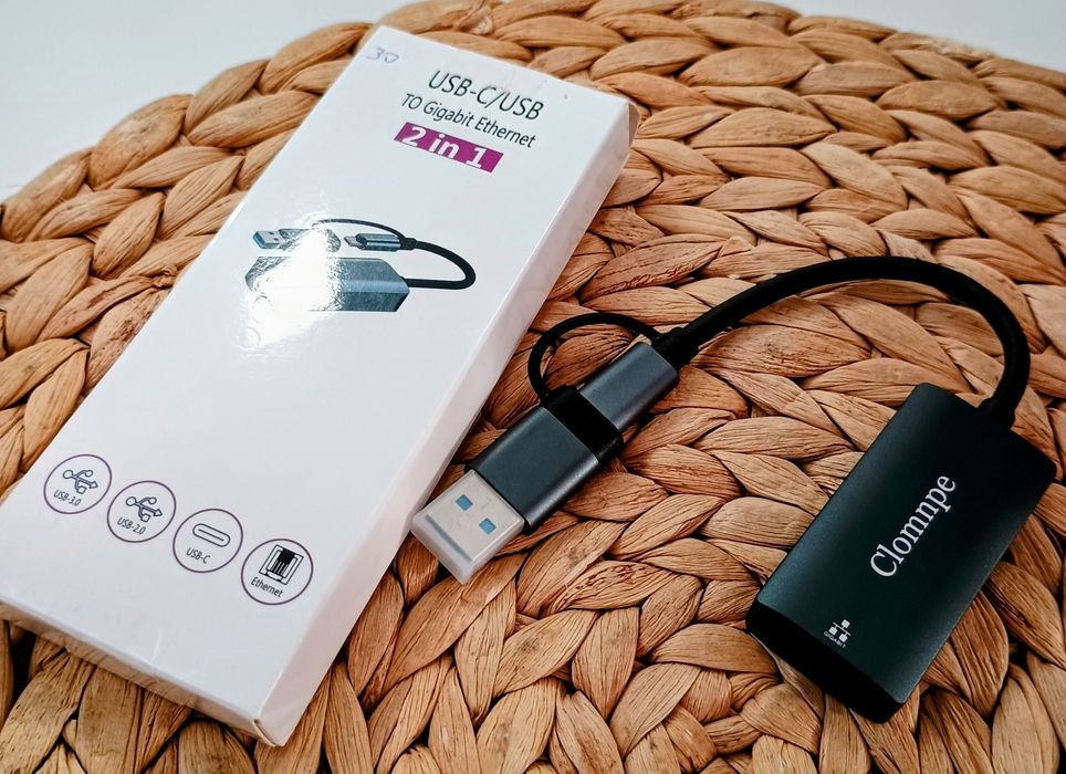 Nowy Adapter Ethernet USB-C / USB-A 2w1 | Przejściówka LAN RJ45 1000 M