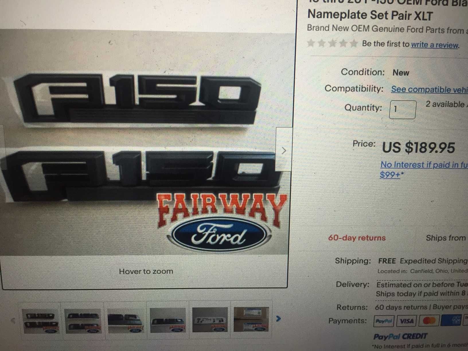 Ford F 150 emblematy ,napisy na blotnik i pake