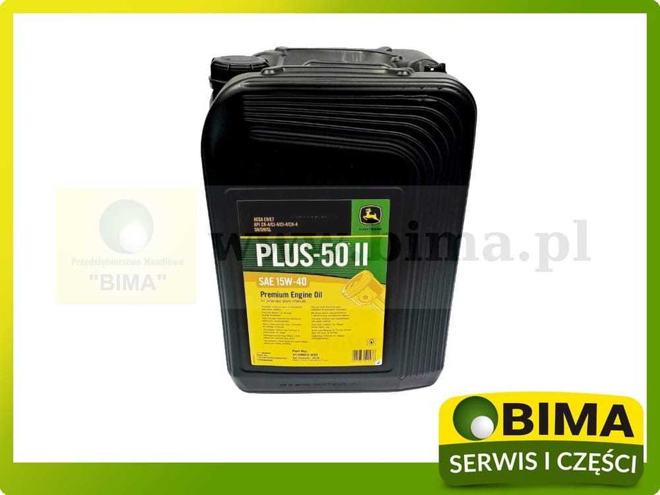 Olej ORYGINAŁ John Deere Plus-50 II SAE 15W40 20L Silnikowy do DPF DOC