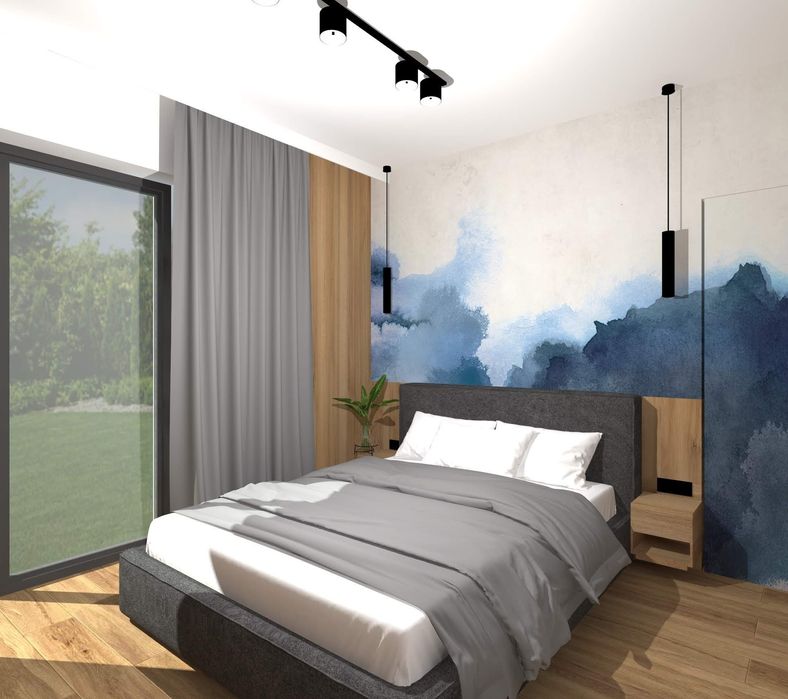 Tapeta fototapeta One Wall Design 309 cm x 148 cm nowa błękit akwarele