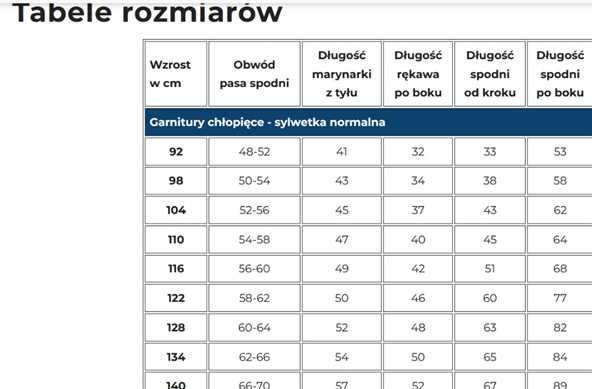 Garnitur dla chłopca, rozmiar 134