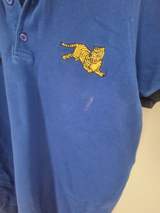 Koszulka tshirt męski niebieski bawełna cotton z kołnierzykiem  Kenzo