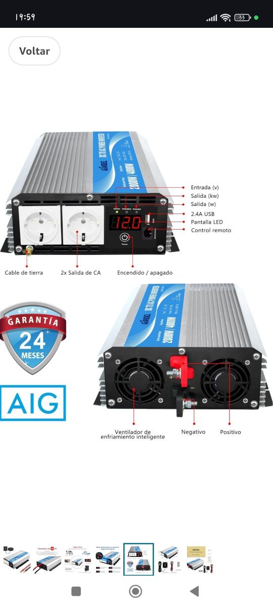 Inversor de corrente 2000 W