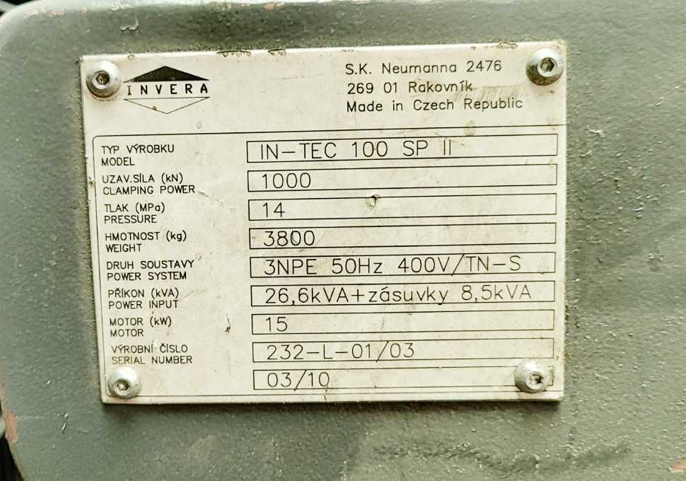 Wtryskarka IN-TEC 100 SP II