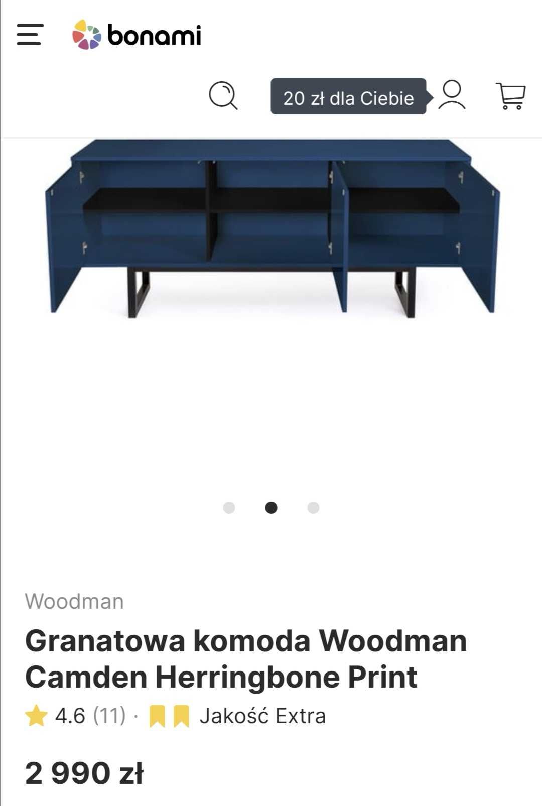 Granatowa komoda Woodman w jodelke