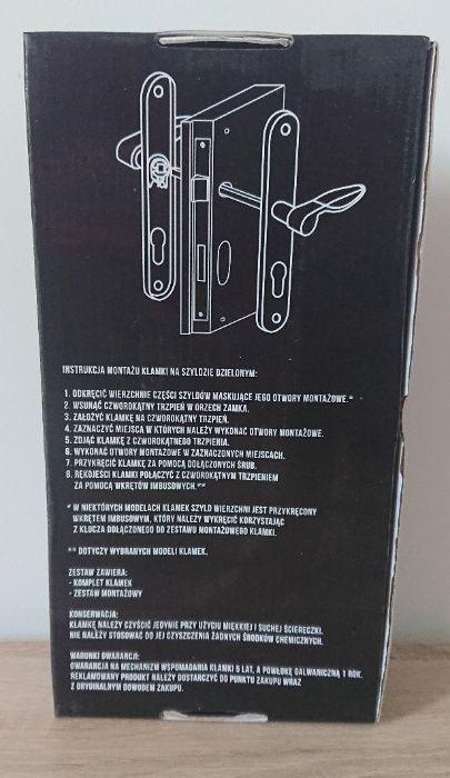 komplet 3 szt. łańcuch blokada zapornica do drzwi + klamka drzwiowa