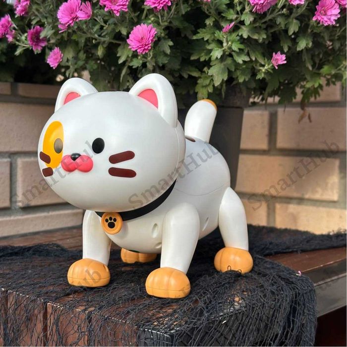 Интерактивный Котик на радиоуправлении Пушинка белый, Кот на пульте