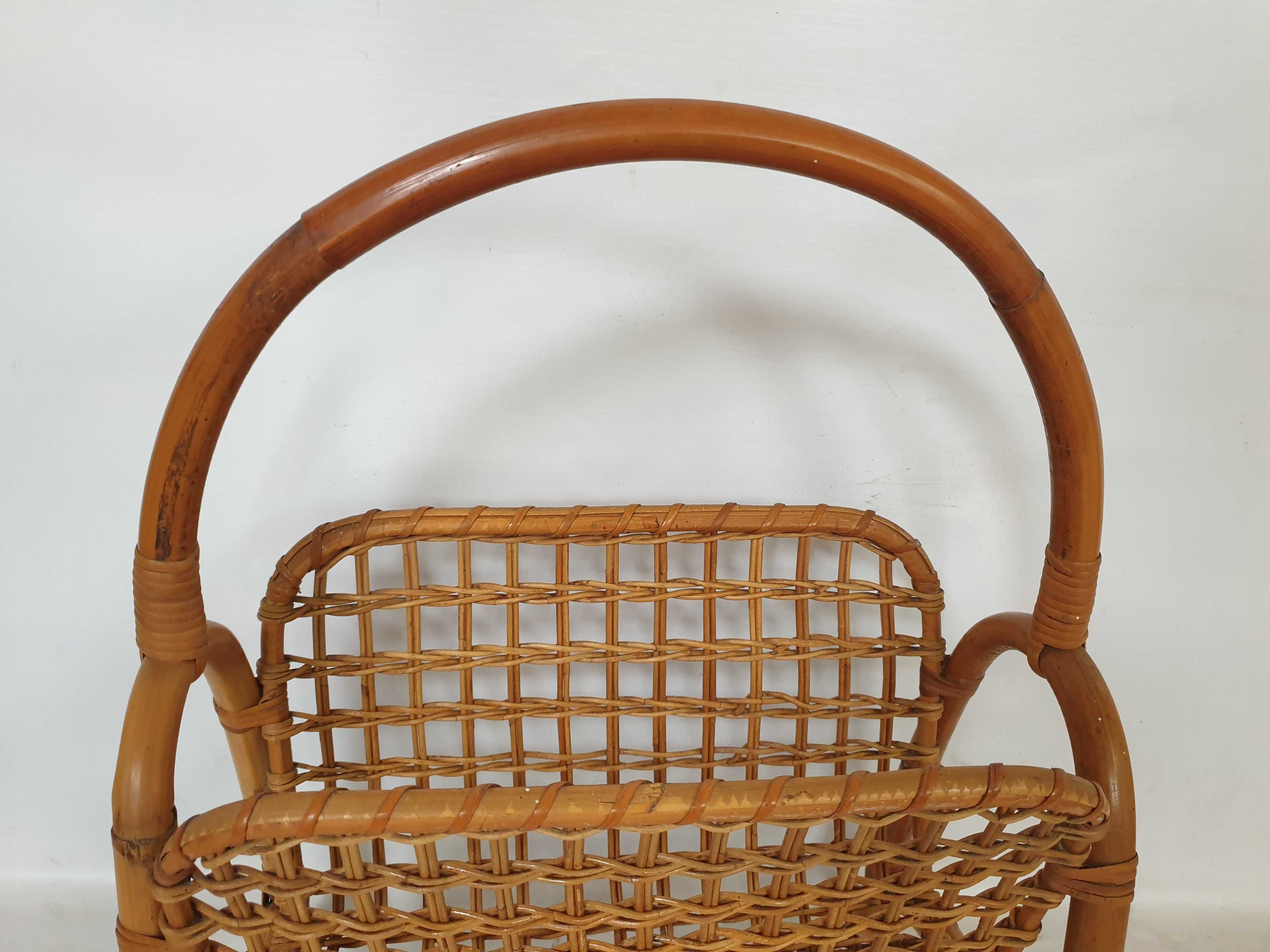gazetnik kosz bambusowy vintage masywny