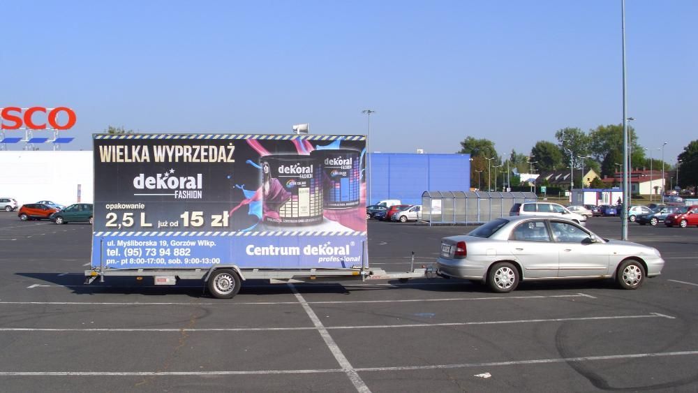 Reklama mobilna, przyczepa reklamowa, mobilny billboard Gorzów Wlkp.