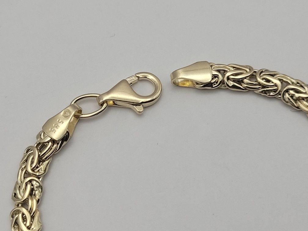 Nowa Złota bransoletka złoto próby 585, splot królewski płaski 18 cm