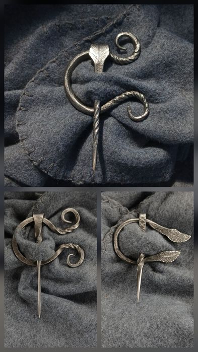 Ręcznie wykuta Fibula nordycka/ Broszki wikińskie.