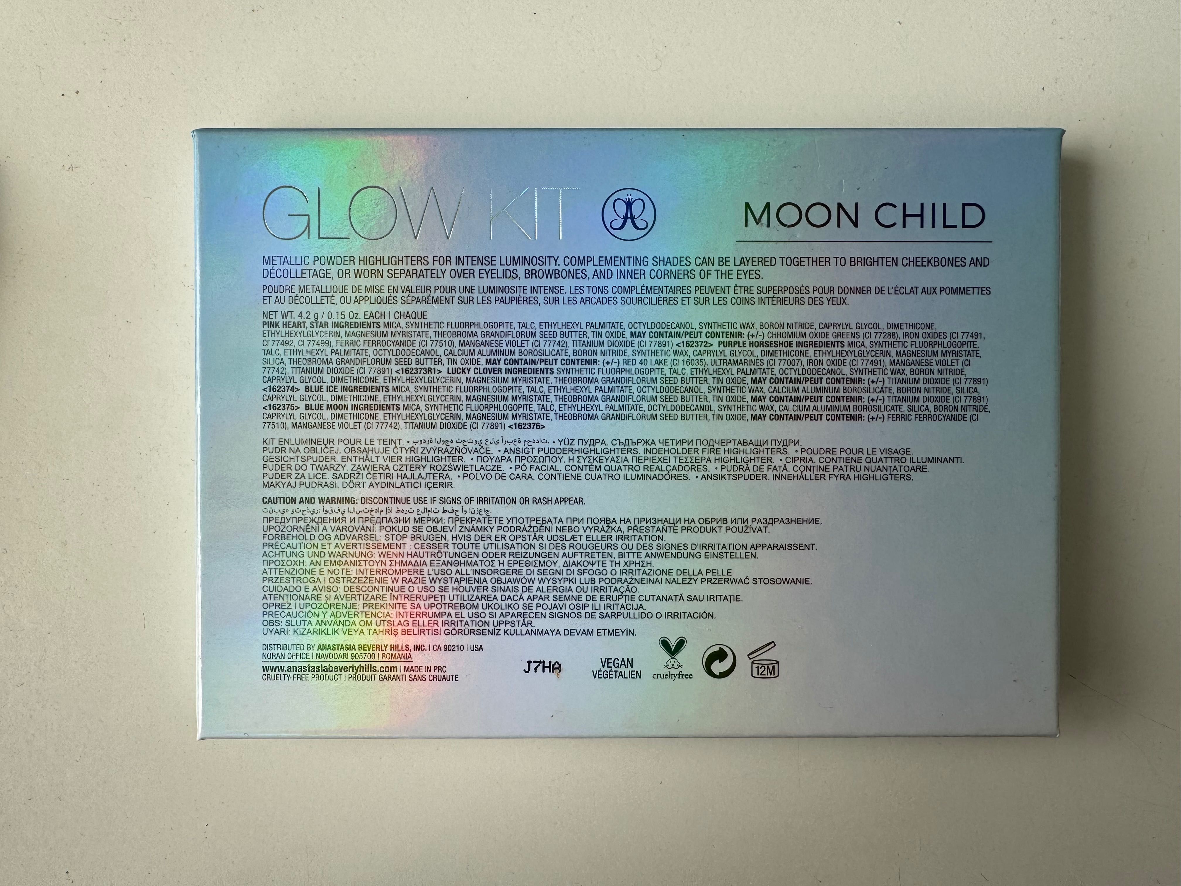 paletka rozświetlaczy anastasia beverly hills moon child glow kit