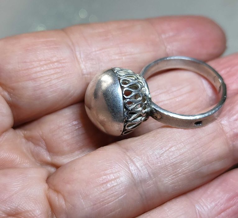 Warmet Orno kopułka srebrny stary pierścionek PRL 19 / 20