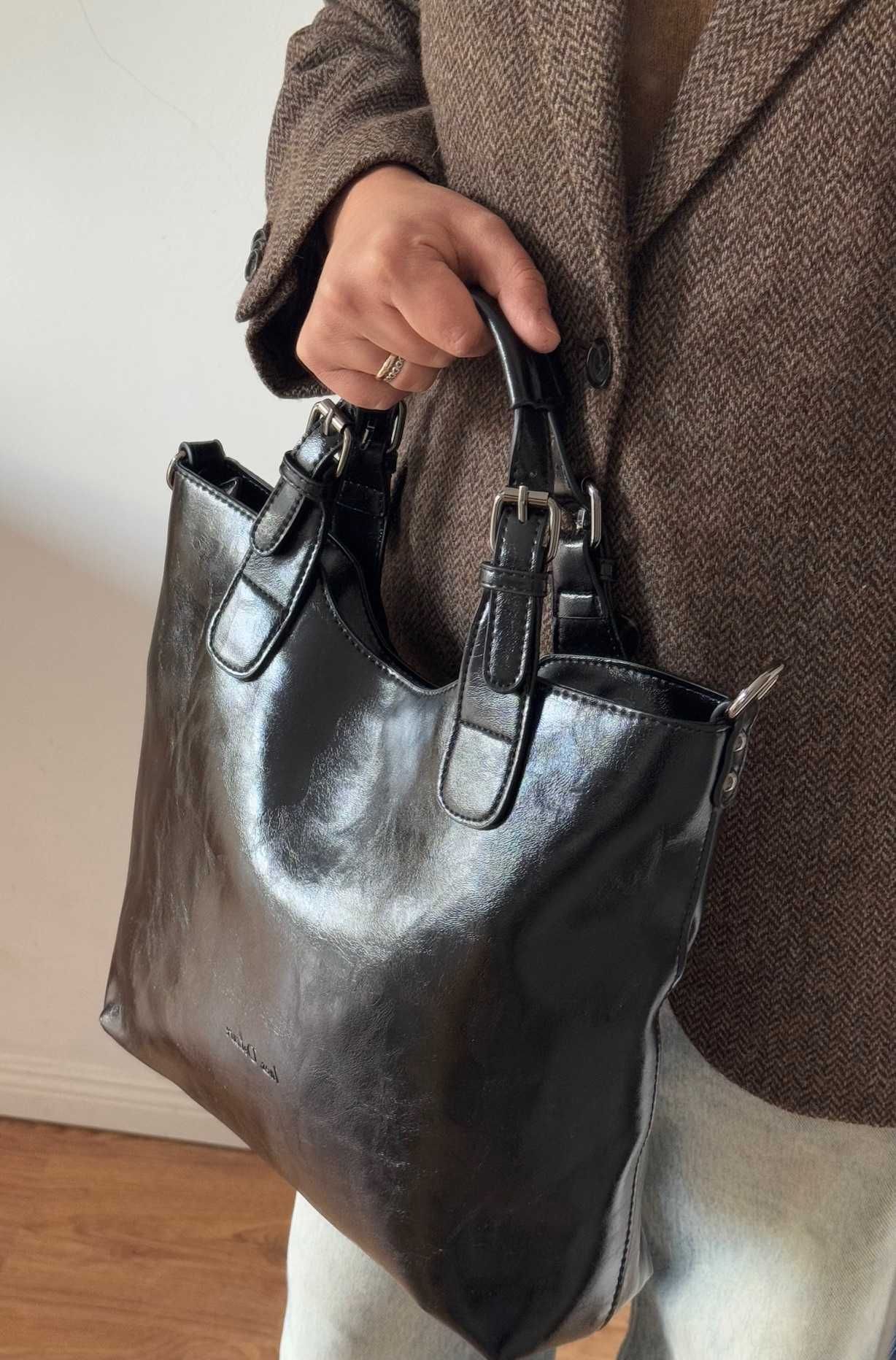 Ines Delaure torebka shopper czarna zarka duża