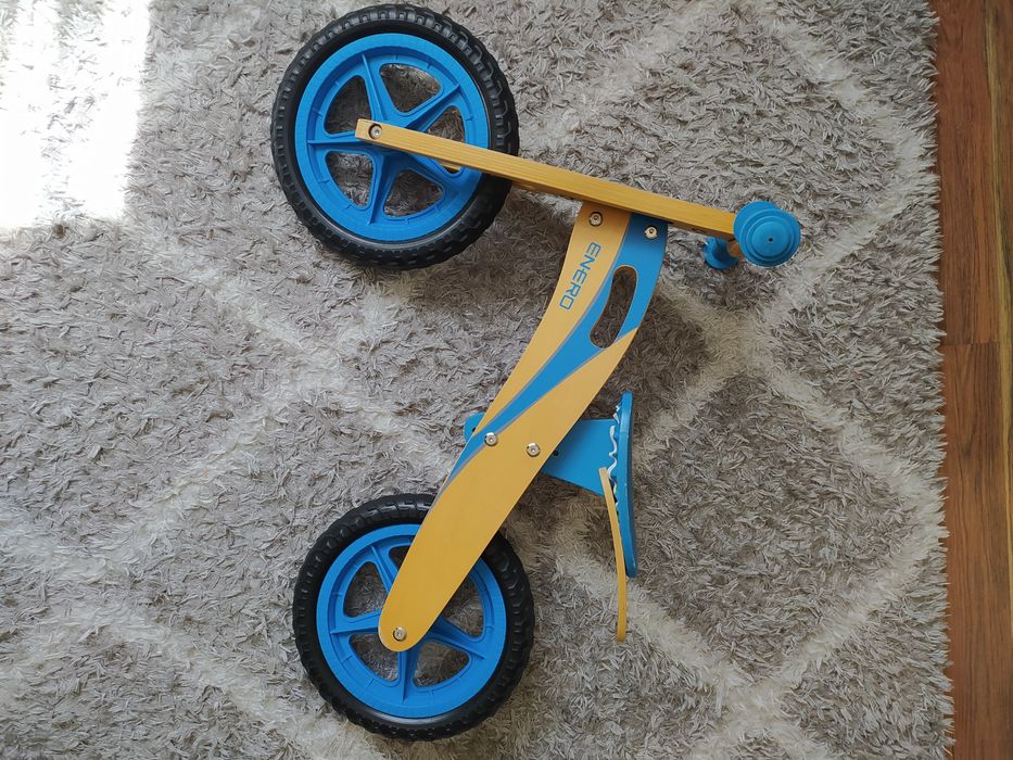 Super Toys Kids Rowerek Enero Biegowy Drewniany Niebieski 12 cali 2 3