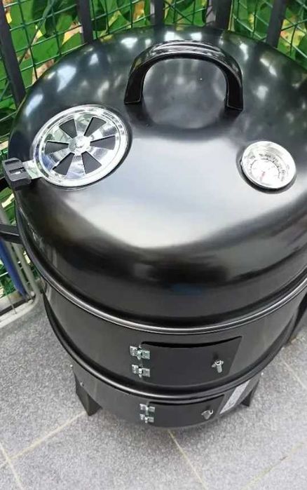 Коптильня 3-в-1 на дровах вуглях з термометром