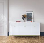 Komoda RYFLE 154 cm! Biała, czarna, szara. Nogi czarne i złote.