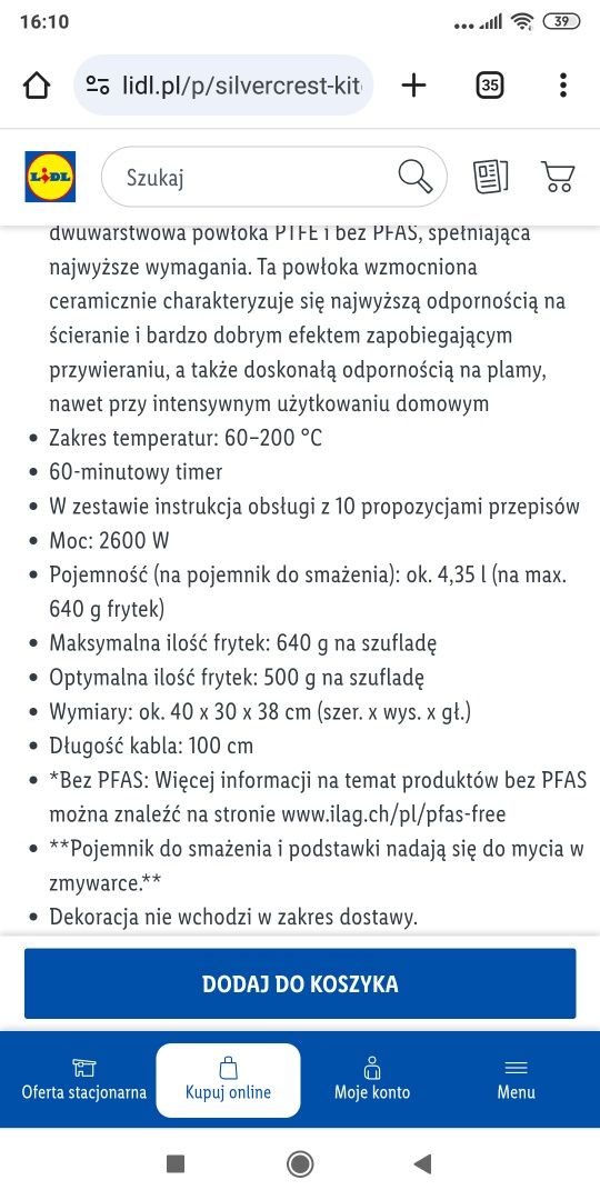 Air freyer Lidl nowy piekarnik oszczedny
