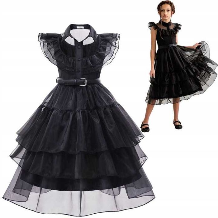 Strój kostium sukienka przebranie na bal Wednesday Adams r. L 134/140