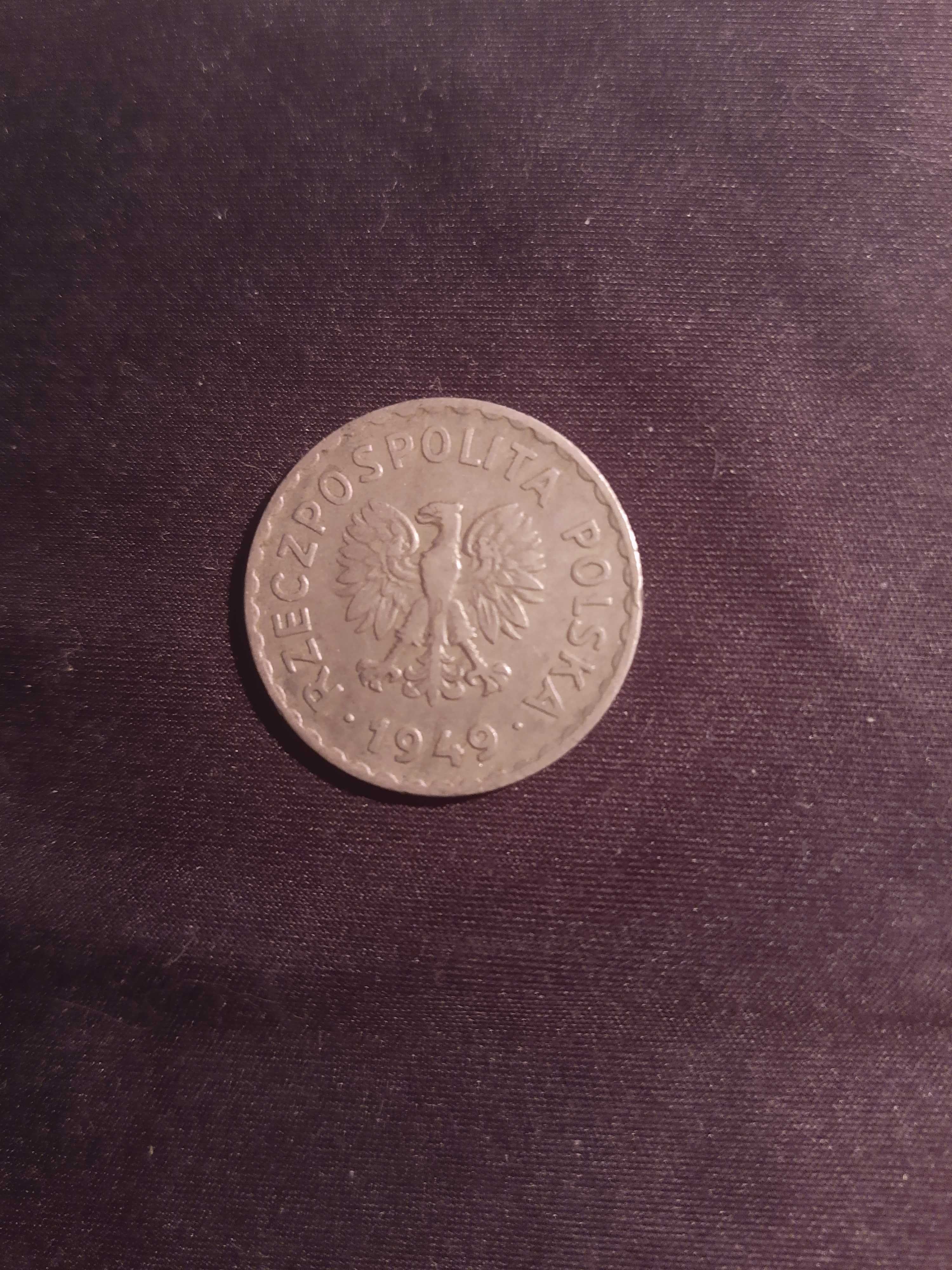 1 złoty 1949 rok miedzionikiel