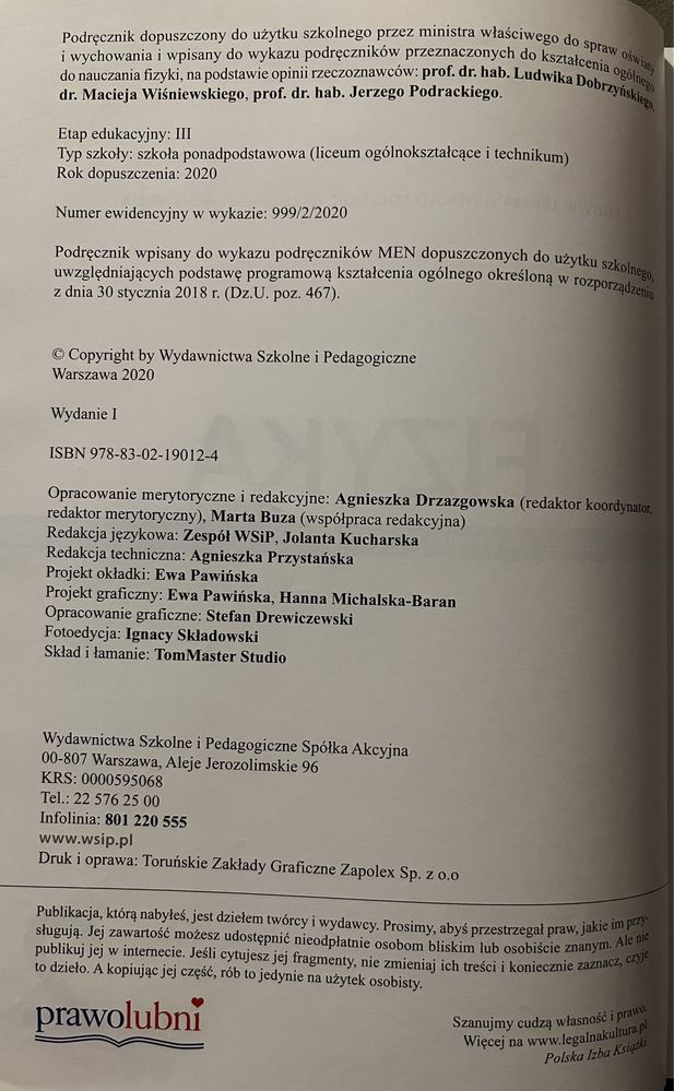 Fizyka 2 - WSiP, podrecznik zakres podstawowy