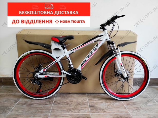 Велосипед Cross Space 24" Рама-13 white-red Підлітковий Модель 2022р