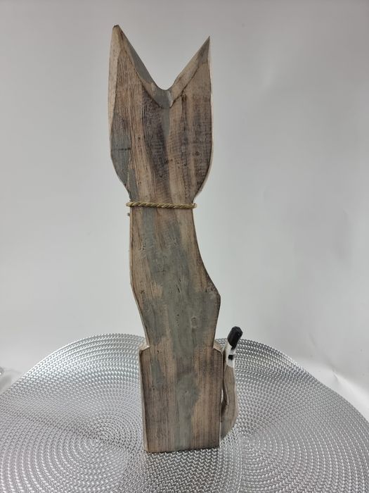 Koty stojące drewniane z drewna figurki kotów kotki ozdobne